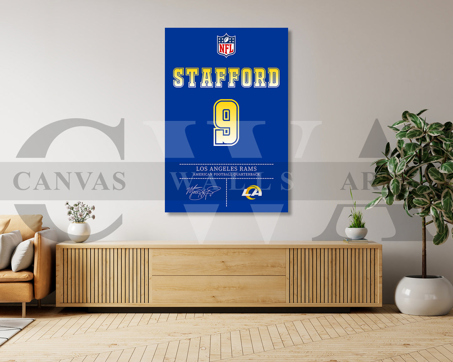 Matthew Stafford Jersey Canvas Wall Art NFL Jersey Poster Print Sports Canvas Print