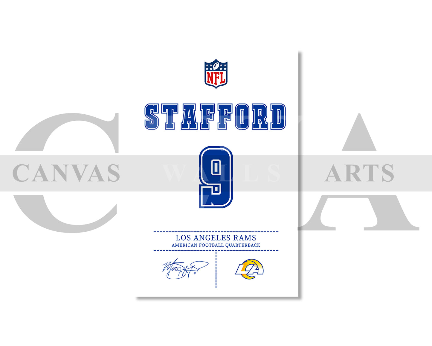Matthew Stafford Jersey Canvas Wall Art NFL Jersey Poster Print Sports Canvas Frame Ready To Hang