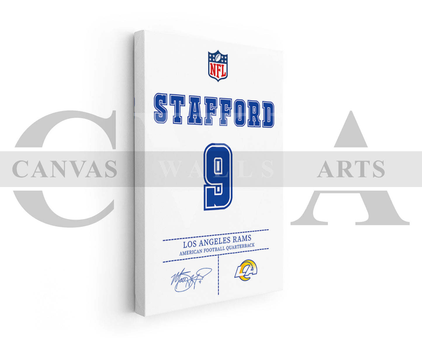 Matthew Stafford Jersey Canvas Wall Art NFL Jersey Poster Print Sports Canvas Frame Ready To Hang