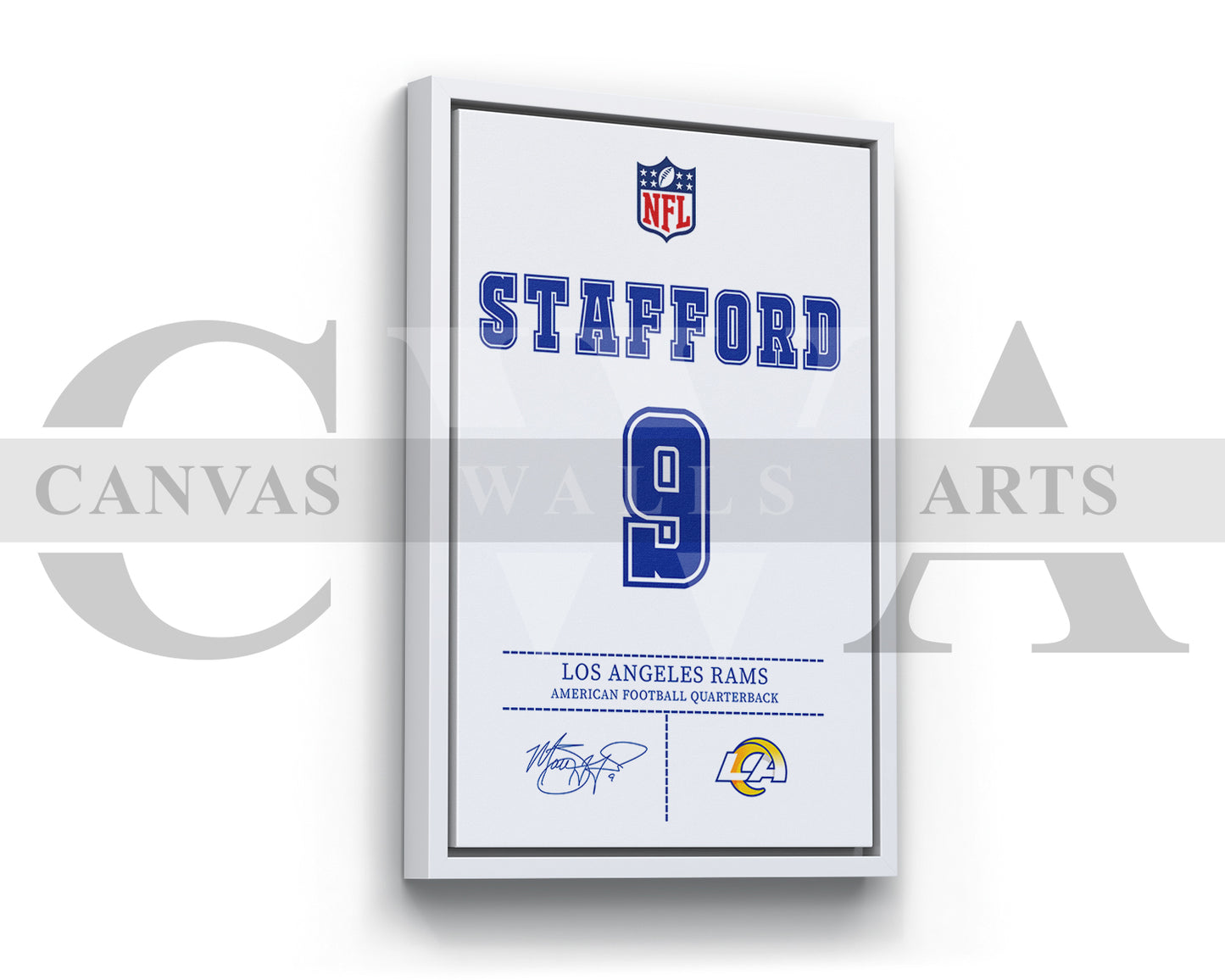 Matthew Stafford Jersey Canvas Wall Art NFL Jersey Poster Print Sports Canvas Frame Ready To Hang