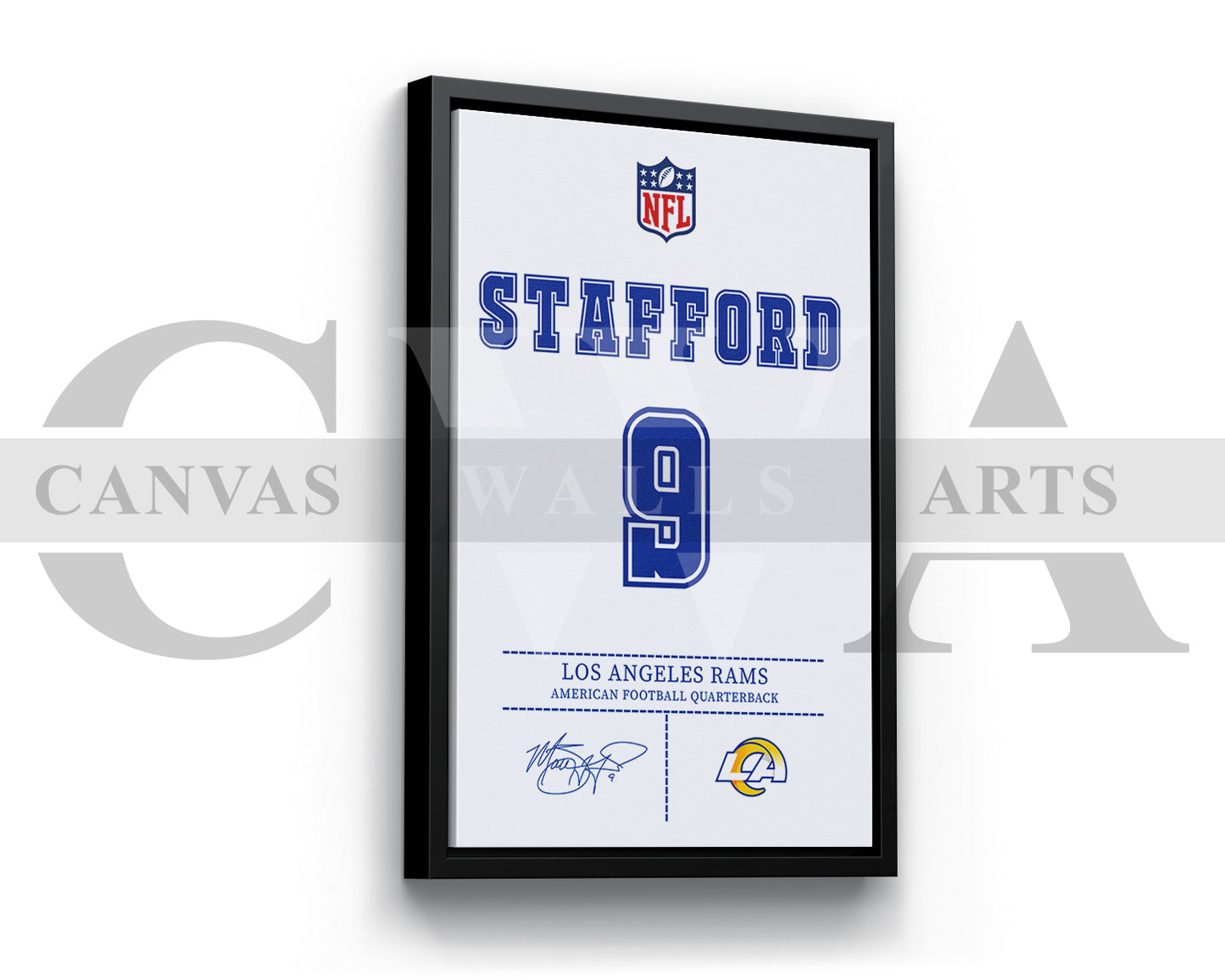 Matthew Stafford Jersey Canvas Wall Art NFL Jersey Poster Print Sports Canvas Frame Ready To Hang