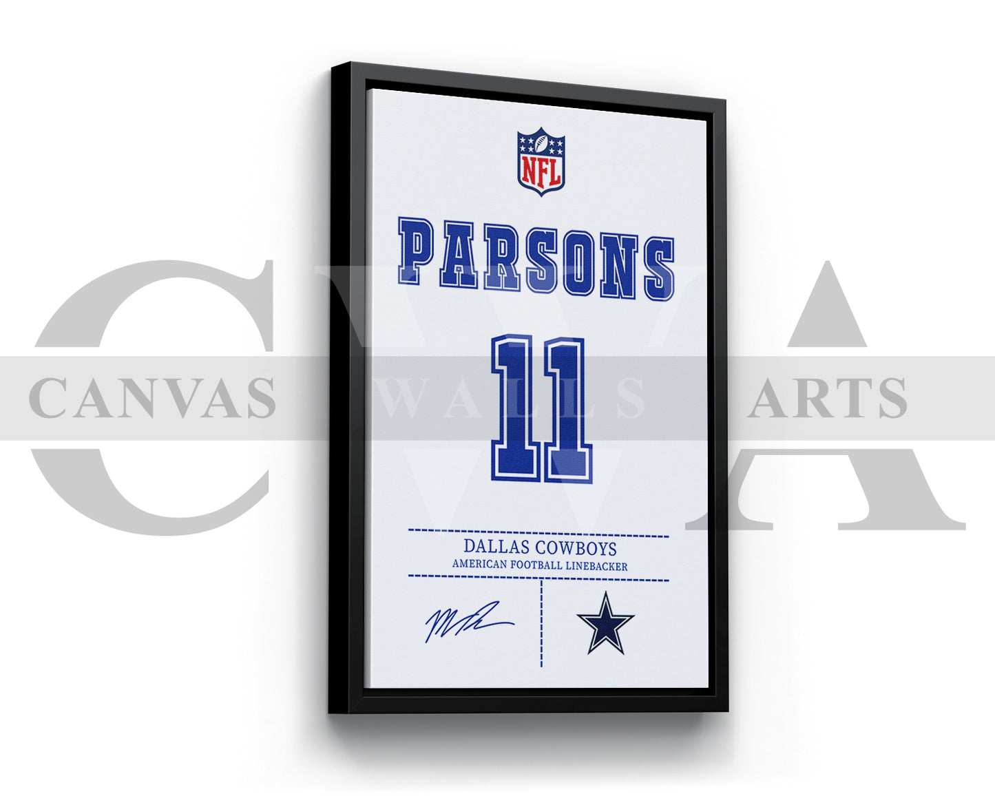 Micah Parsons Jersey Canvas Wall Art NFL Jersey Poster Print American Football Canvas Print