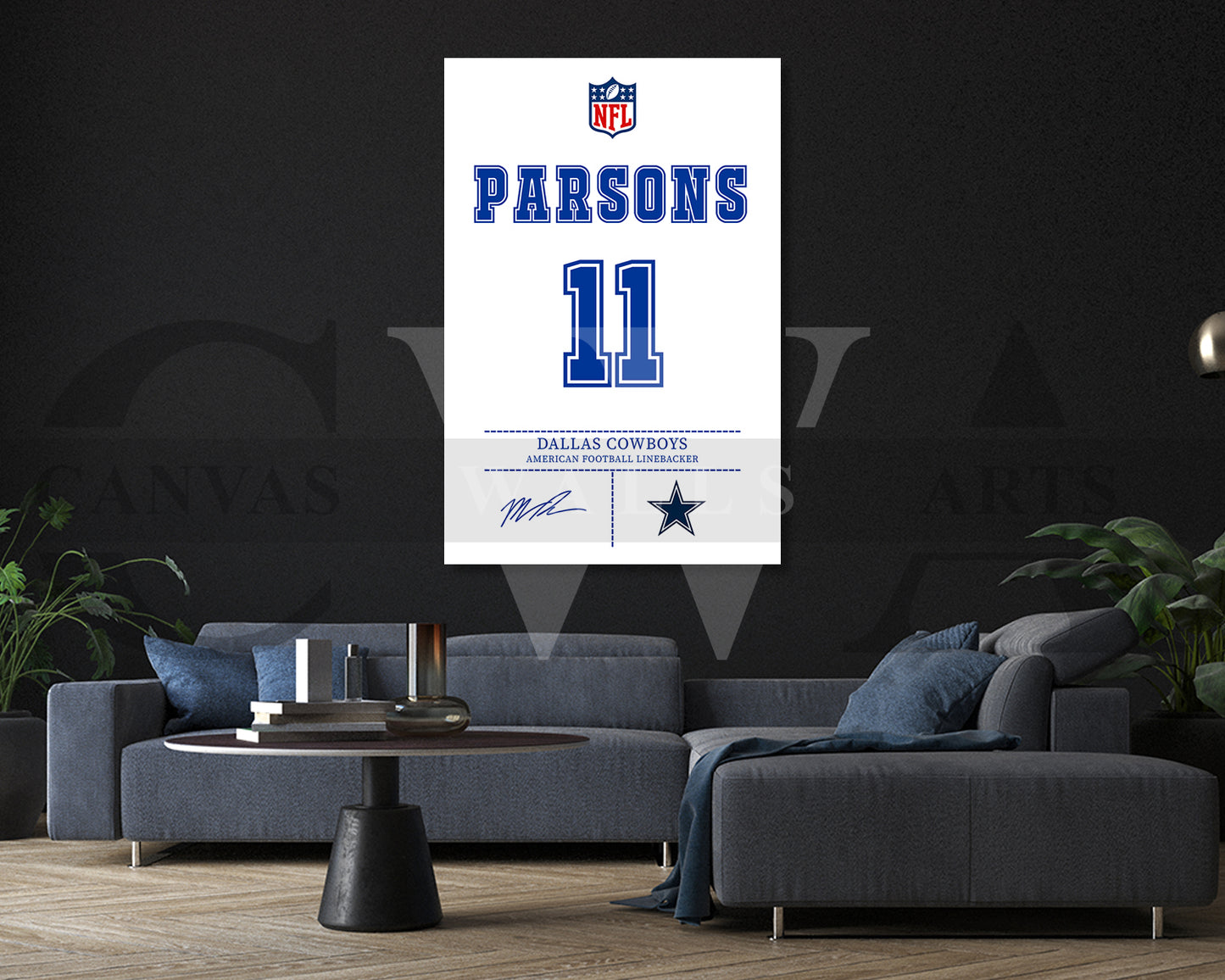 Micah Parsons Jersey Canvas Wall Art NFL Jersey Poster Print American Football Canvas Print