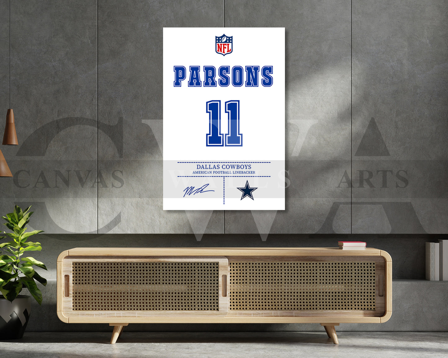 Micah Parsons Jersey Canvas Wall Art NFL Jersey Poster Print American Football Canvas Print