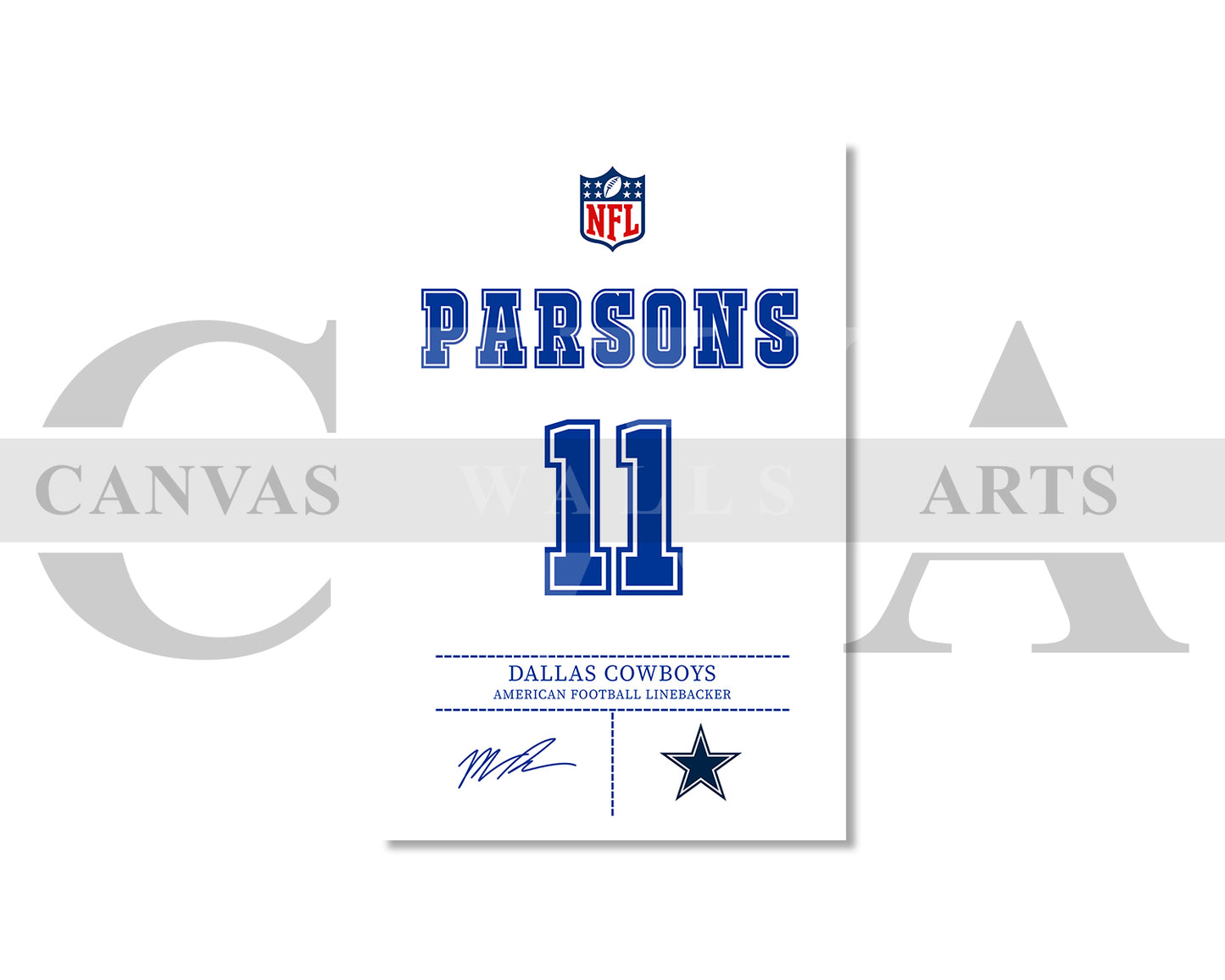 Micah Parsons Jersey Canvas Wall Art NFL Jersey Poster Print American Football Canvas Print