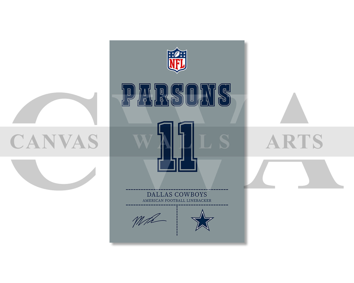 Micah Parsons Jersey Canvas Wall Art NFL Jersey Poster Print Sports Canvas Frame Ready To Hang
