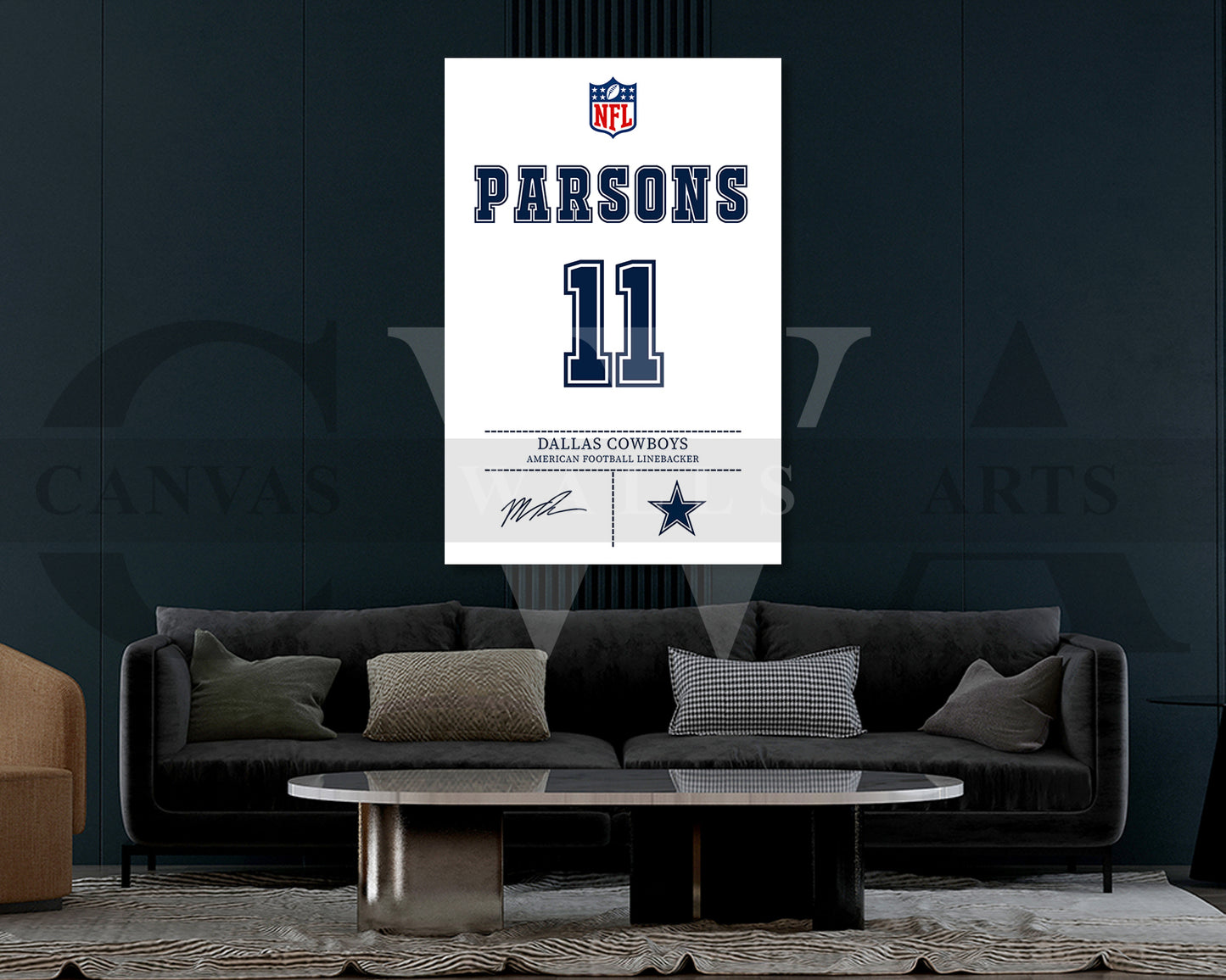 Micah Parsons Jersey Canvas Wall Art NFL Jersey Poster Print American Football Jersey Canvas Print