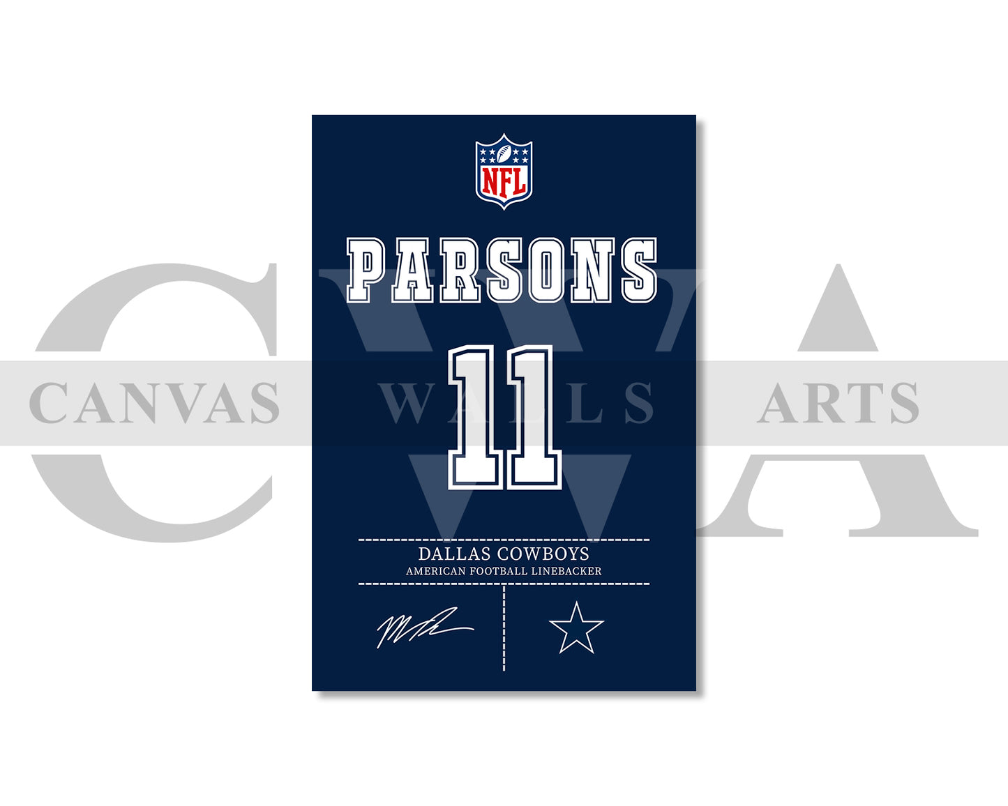 Micah Parsons Jersey Canvas Wall Art NFL Jersey Poster Print Sports Canvas Print