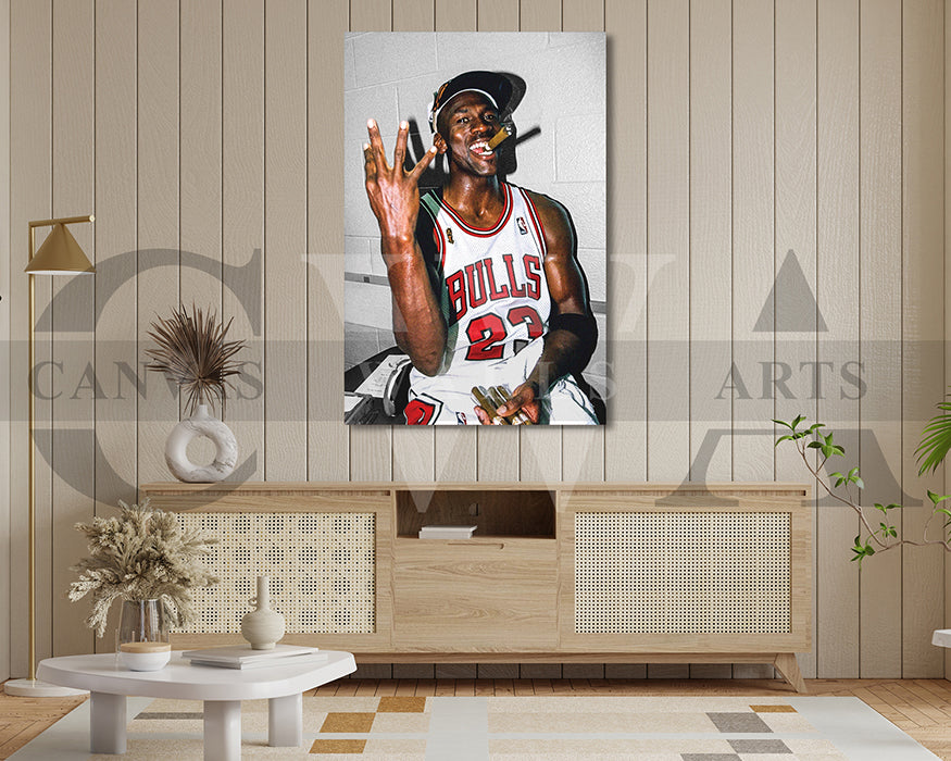 Michael Jordan Cigar Canvas Wall Art