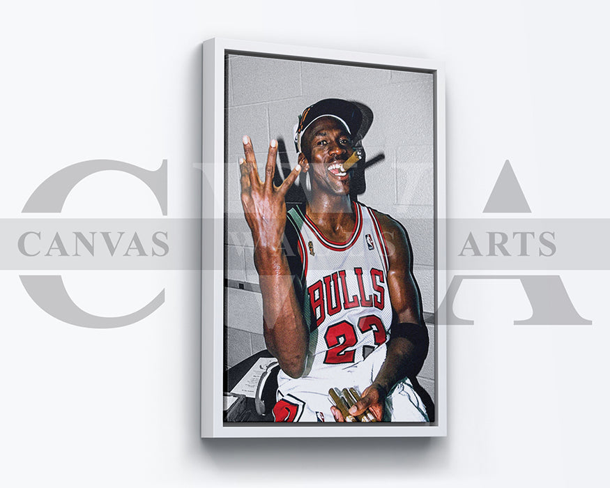 Michael Jordan Cigar Canvas Wall Art