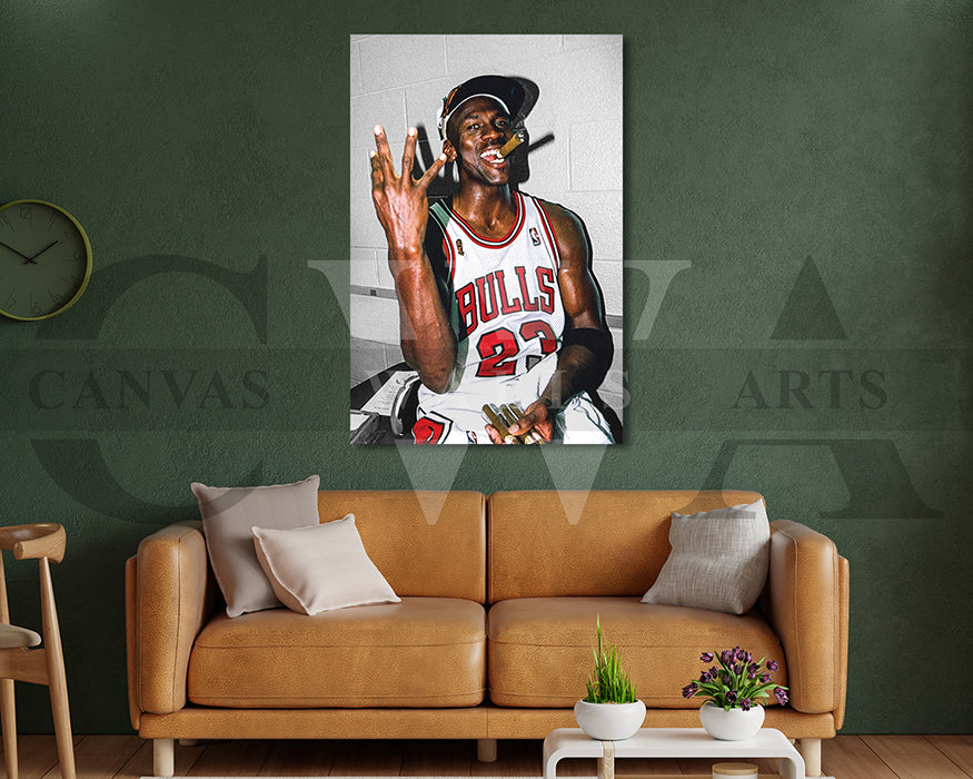 Michael Jordan Cigar Canvas Wall Art