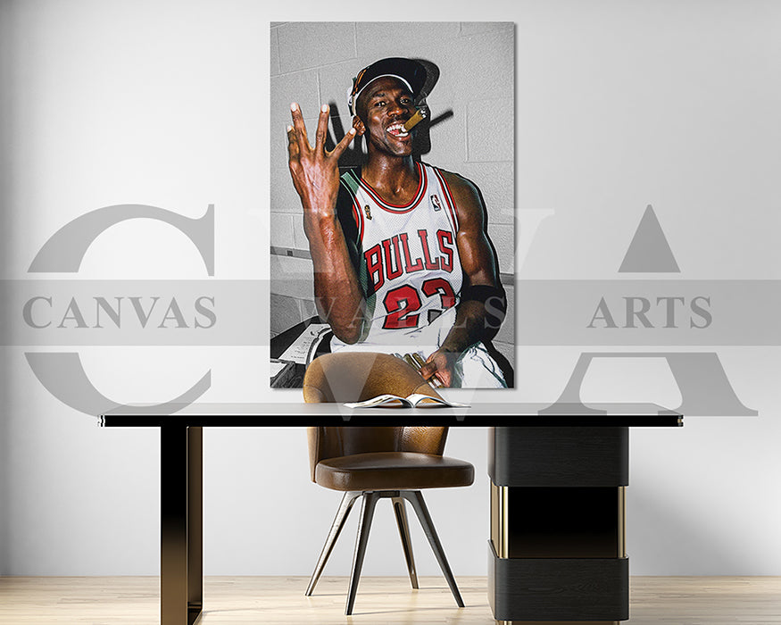 Michael Jordan Cigar Canvas Wall Art