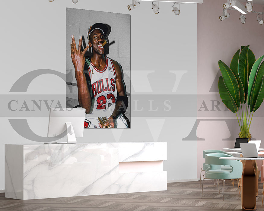 Michael Jordan Cigar Canvas Wall Art