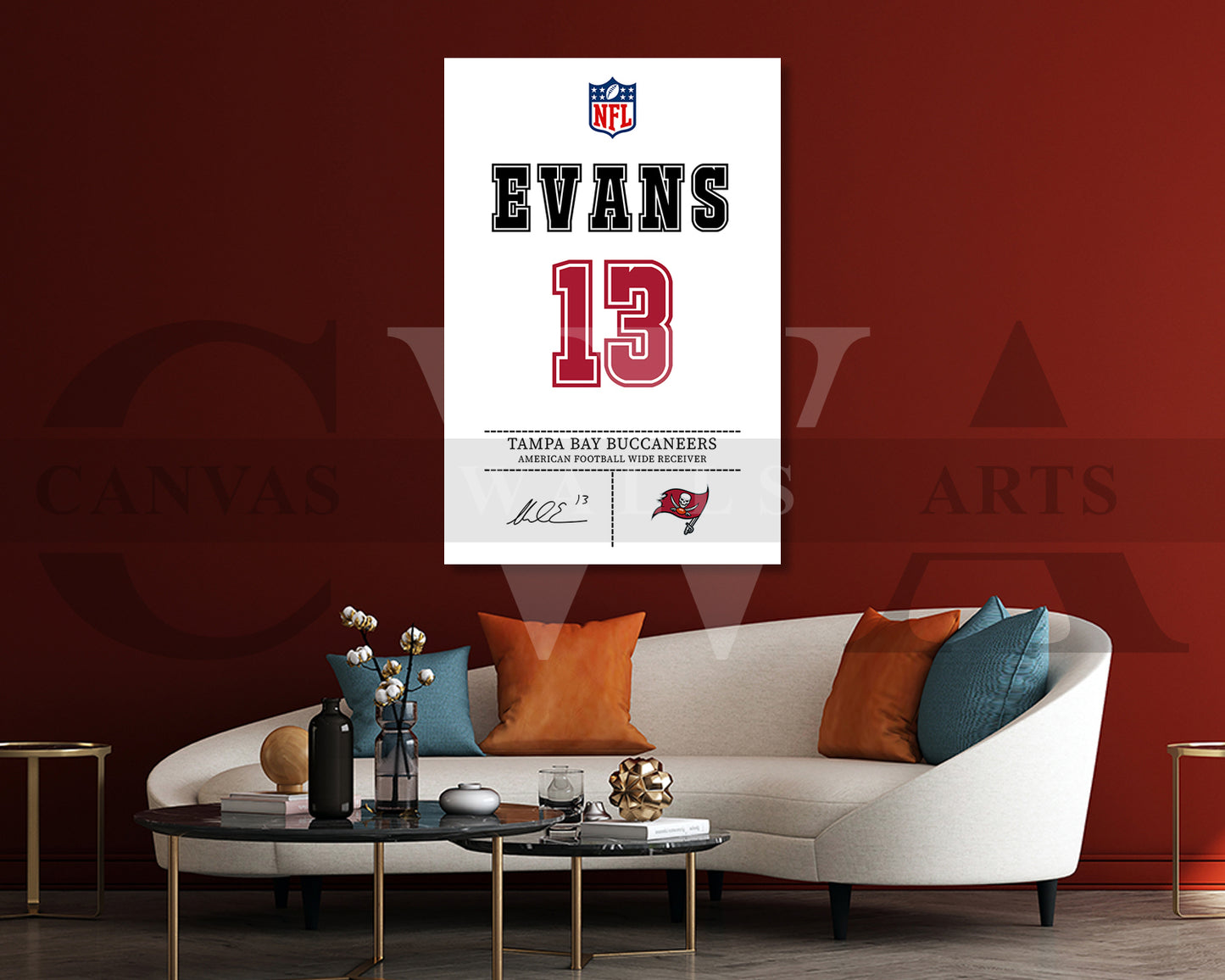 Mike Evans Jersey Canvas Wall Art NFL Jersey Poster Print Sports Canvas Print