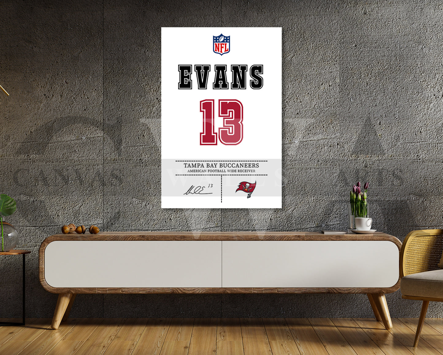 Mike Evans Jersey Canvas Wall Art NFL Jersey Poster Print Sports Canvas Print