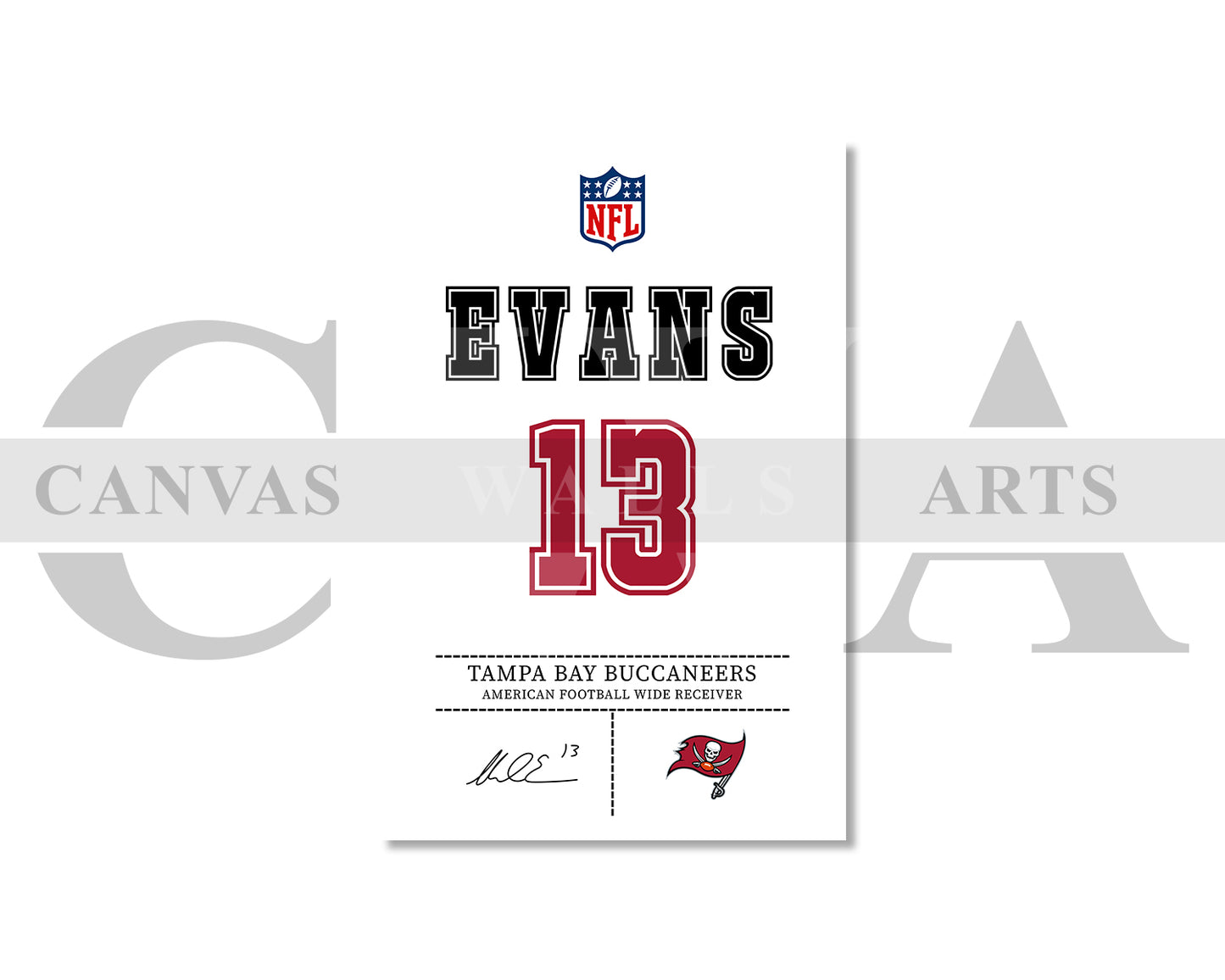 Mike Evans Jersey Canvas Wall Art NFL Jersey Poster Print Sports Canvas Print