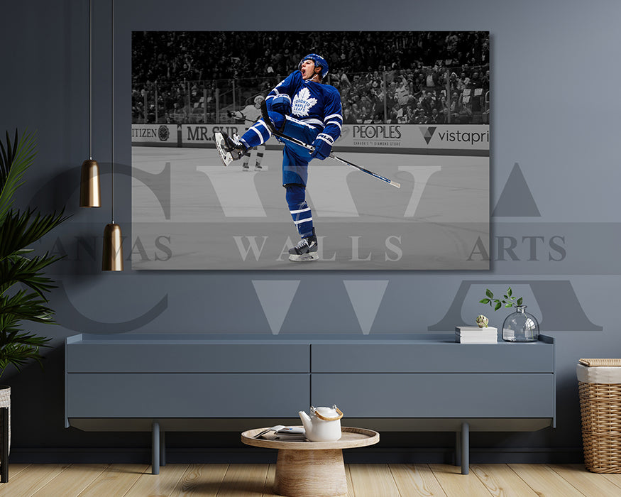 Mitch Marner Black & White Canvas Art Ice hockey Canvas Wall Art
