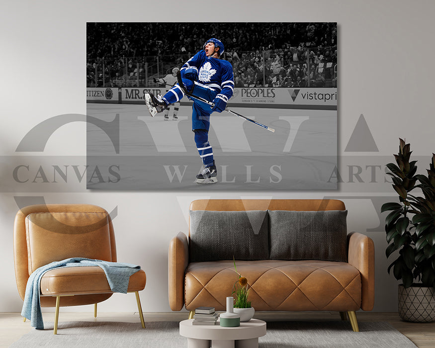 Mitch Marner Black & White Canvas Art Ice hockey Canvas Wall Art