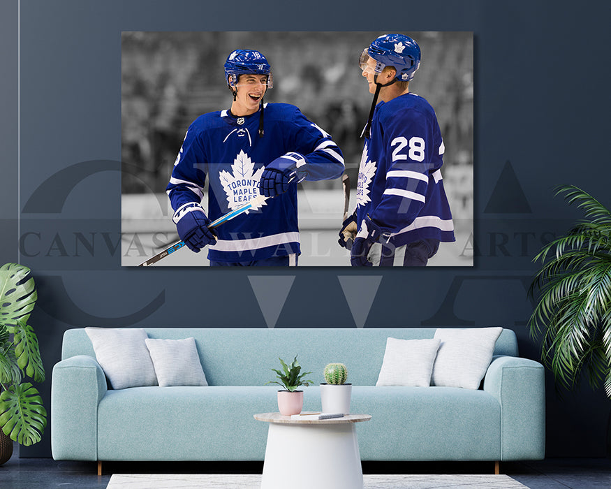 Mitch Marner Black & White Canvas Art Ice hockey Canvas Wall Art