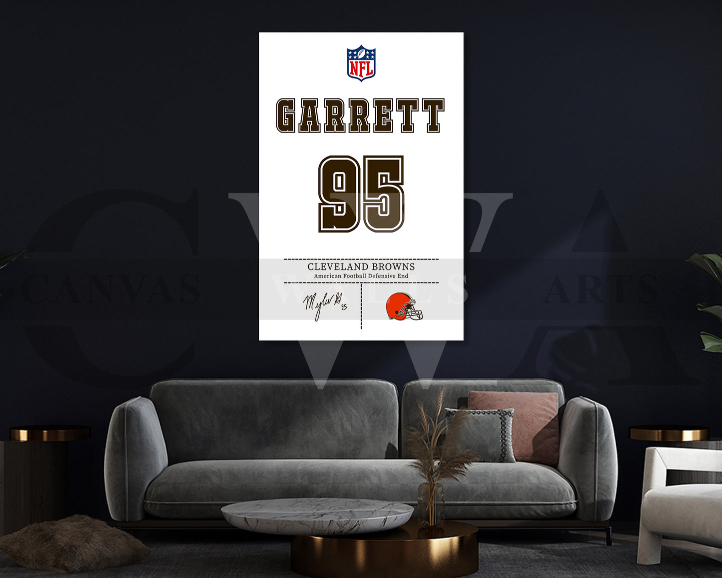Myles Garrett Jersey Canvas Wall Art NFL Jersey Poster Print Canvas Frame Ready To Hang