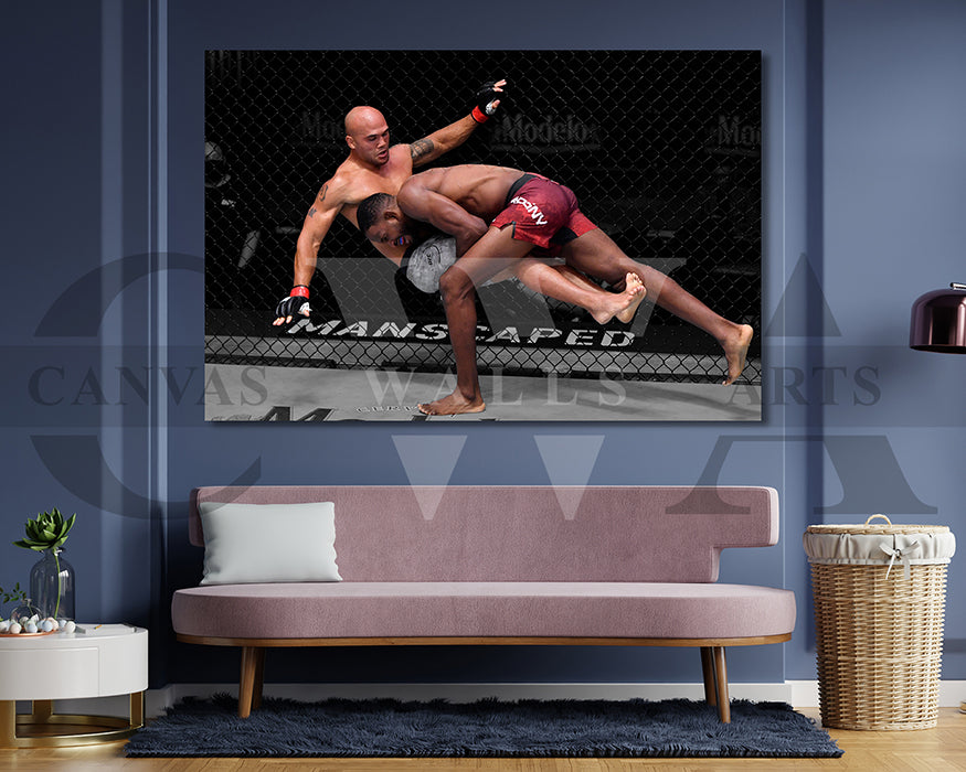 Neil Magny Black & White Canvas Art MMA Canvas Wall Art