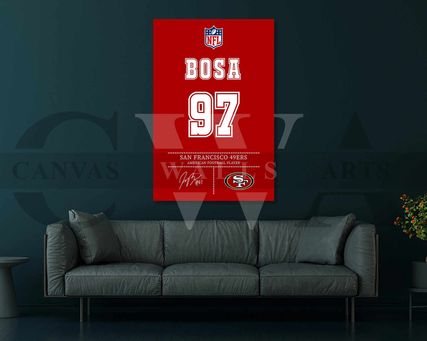Nick Bosa Jersey Canvas Wall Art NFL Jersey Poster Print Canvas Frame Ready To Hang