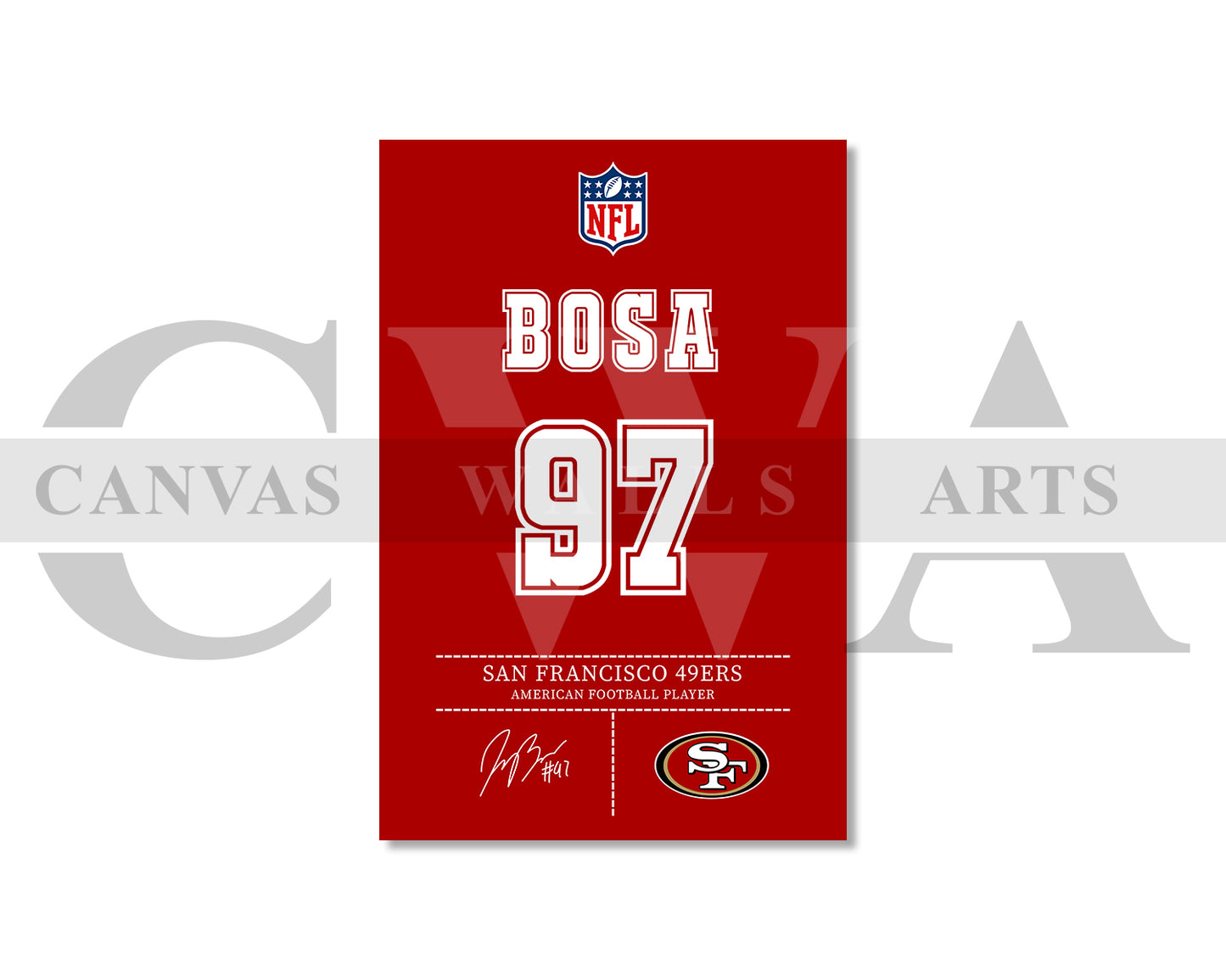 Nick Bosa Jersey Canvas Wall Art NFL Jersey Poster Print Canvas Frame Ready To Hang