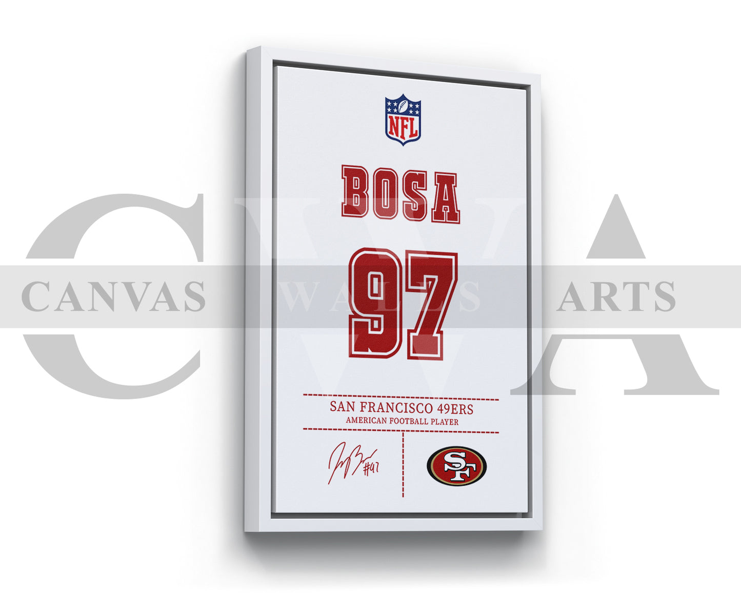 Nick Bosa Jersey Canvas Wall Art NFL Jersey Poster Print American Football Canvas Print