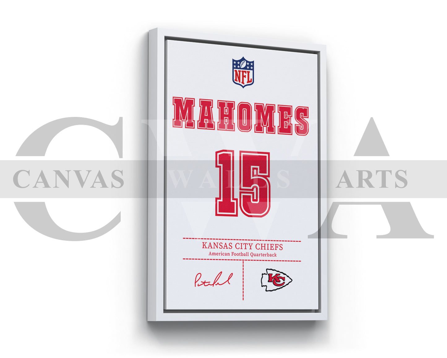 Patrick Mahomes Jersey Canvas Wall Art NFL Jersey Poster Print Sports Canvas Print