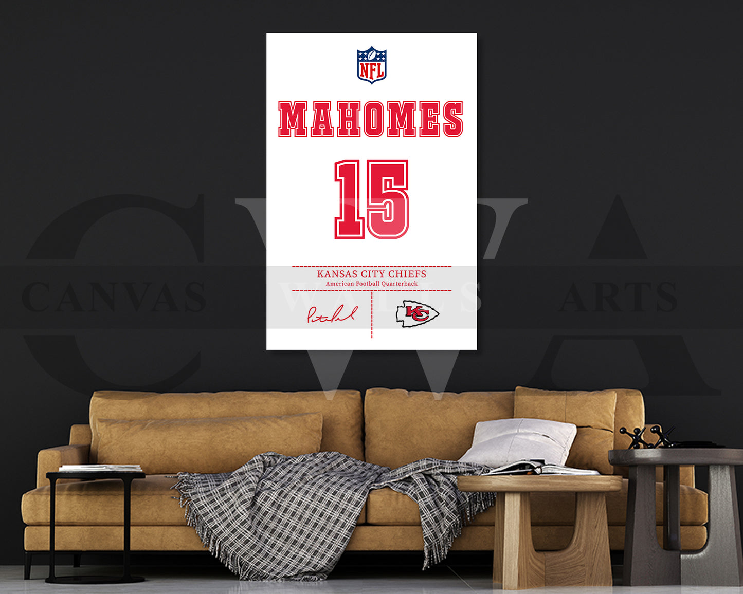 Patrick Mahomes Jersey Canvas Wall Art NFL Jersey Poster Print Sports Canvas Print