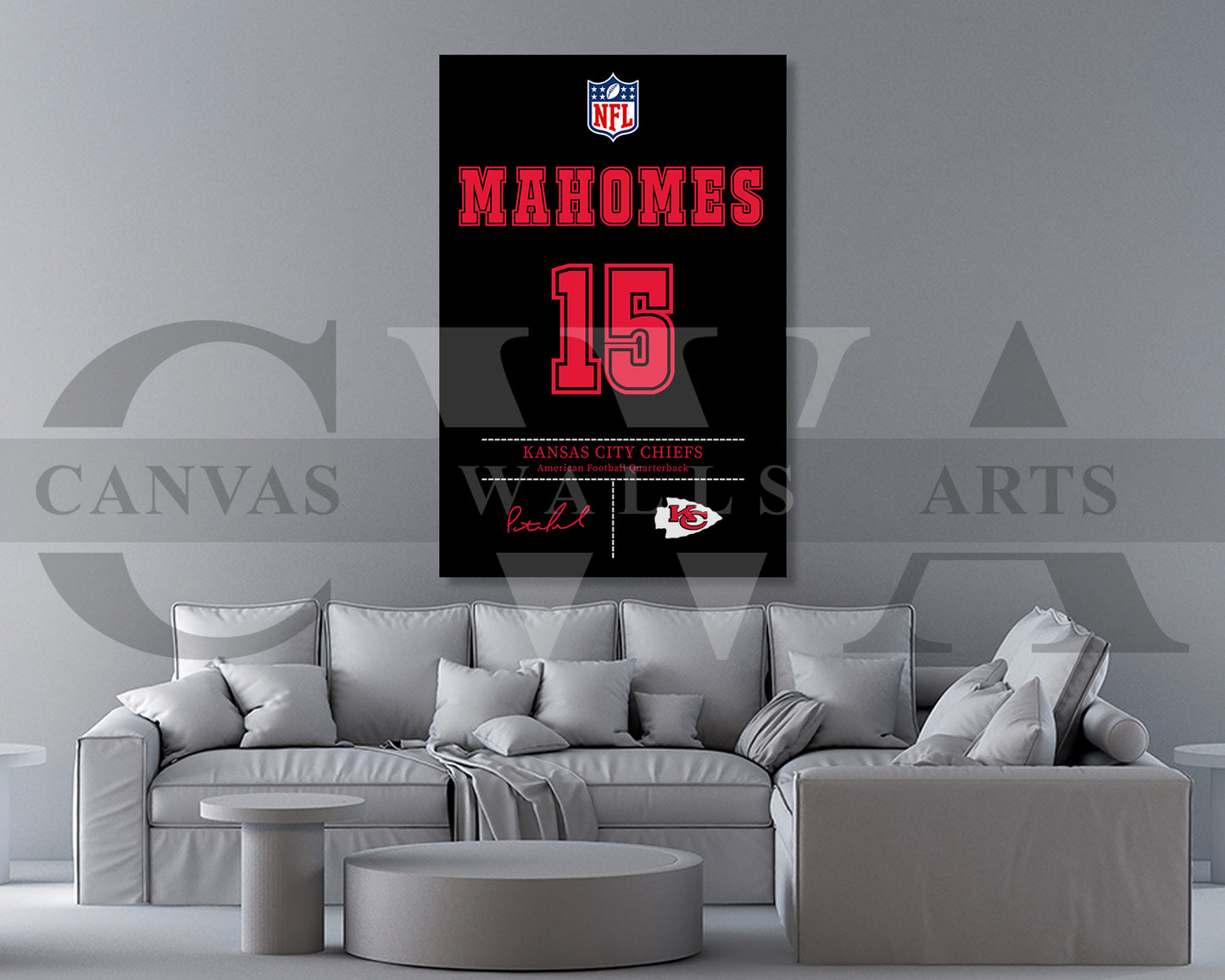 Patrick Mahomes Jersey Canvas Wall Art NFL Jersey Poster Print American Football Canvas Print