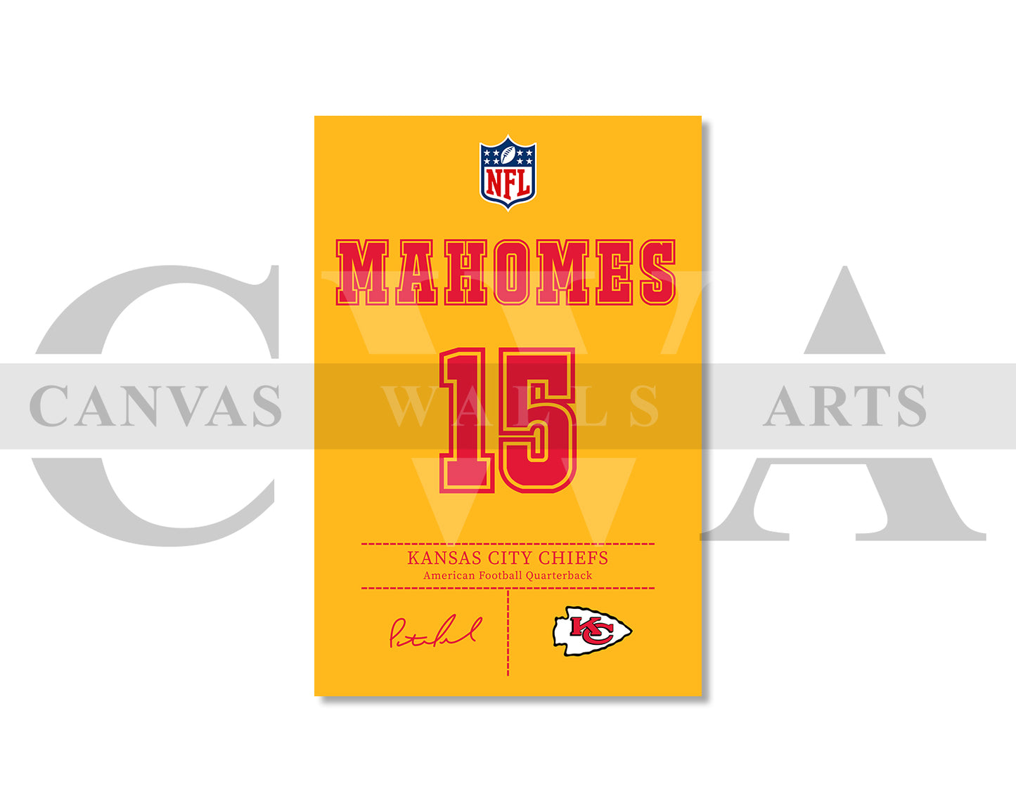 Patrick Mahomes Jersey Canvas Wall Art NFL Jersey Poster Print American Football Jersey Canvas Print