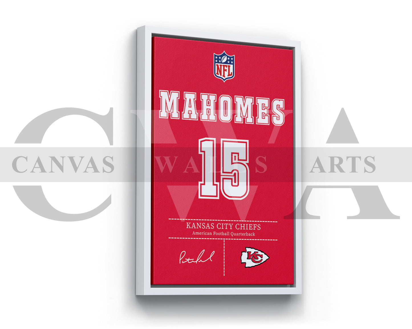 Patrick Mahomes Jersey Canvas Wall Art NFL Jersey Poster Print Sports Canvas Frame Ready To Hang