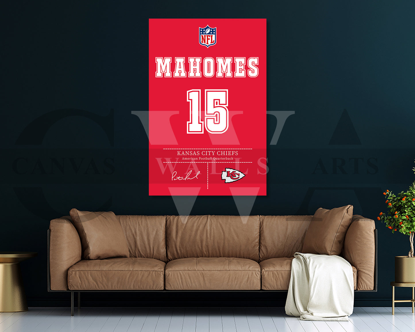 Patrick Mahomes Jersey Canvas Wall Art NFL Jersey Poster Print Sports Canvas Frame Ready To Hang