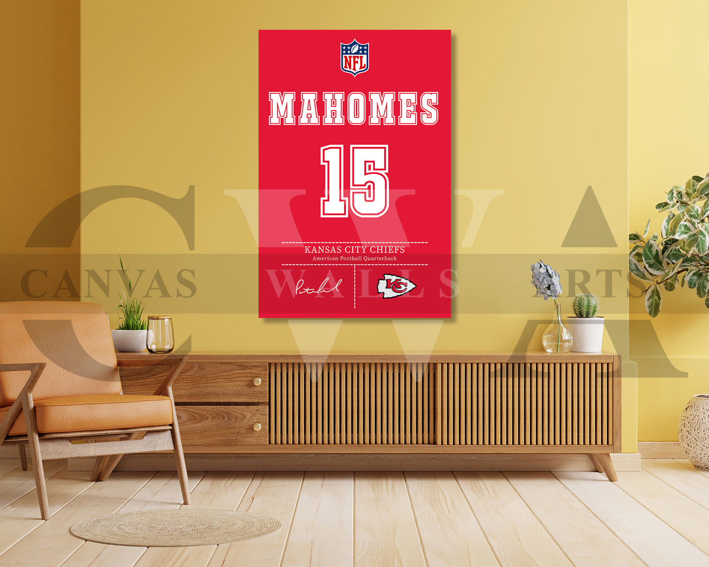Patrick Mahomes Jersey Canvas Wall Art NFL Jersey Poster Print Sports Canvas Frame Ready To Hang