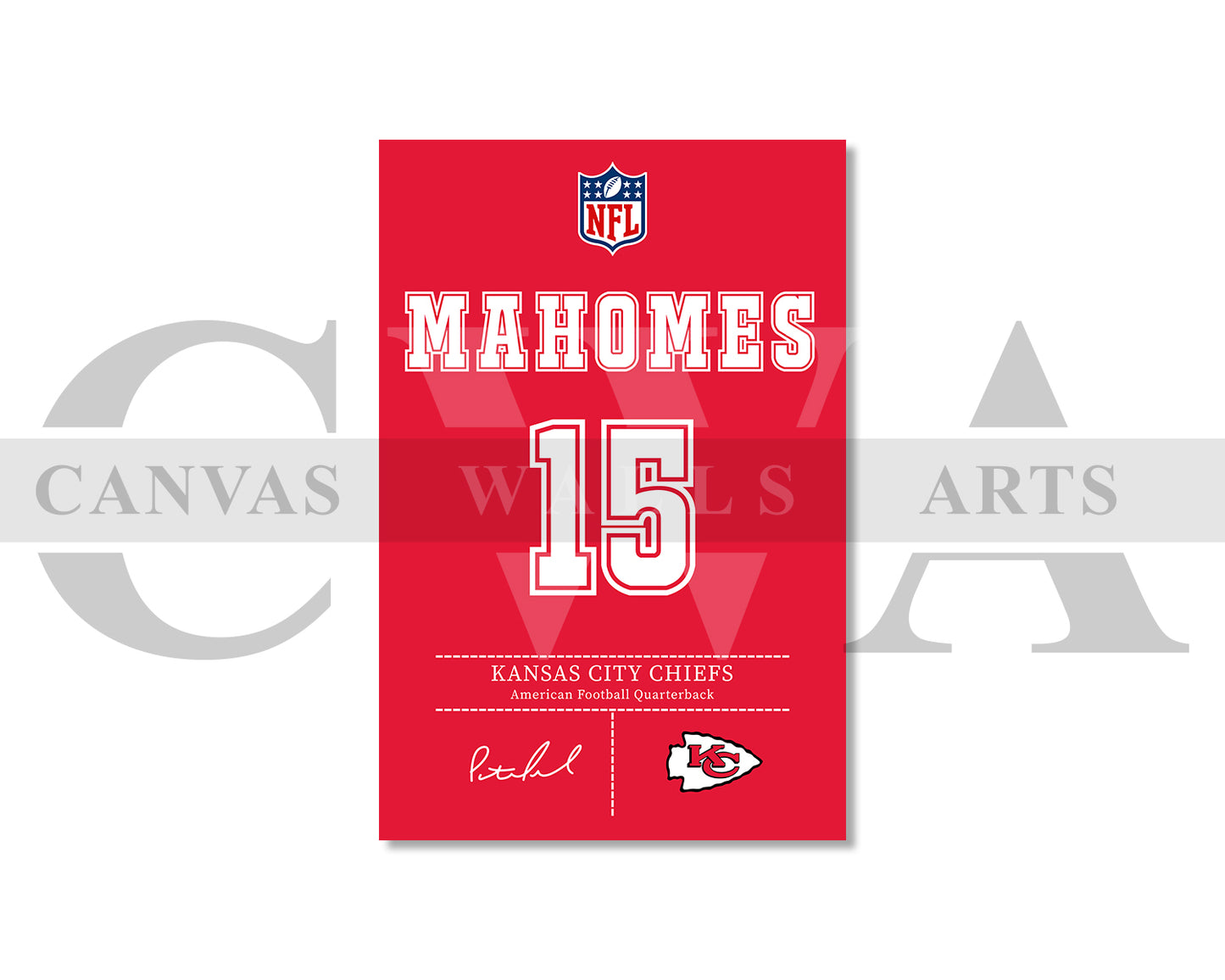 Patrick Mahomes Jersey Canvas Wall Art NFL Jersey Poster Print Sports Canvas Frame Ready To Hang