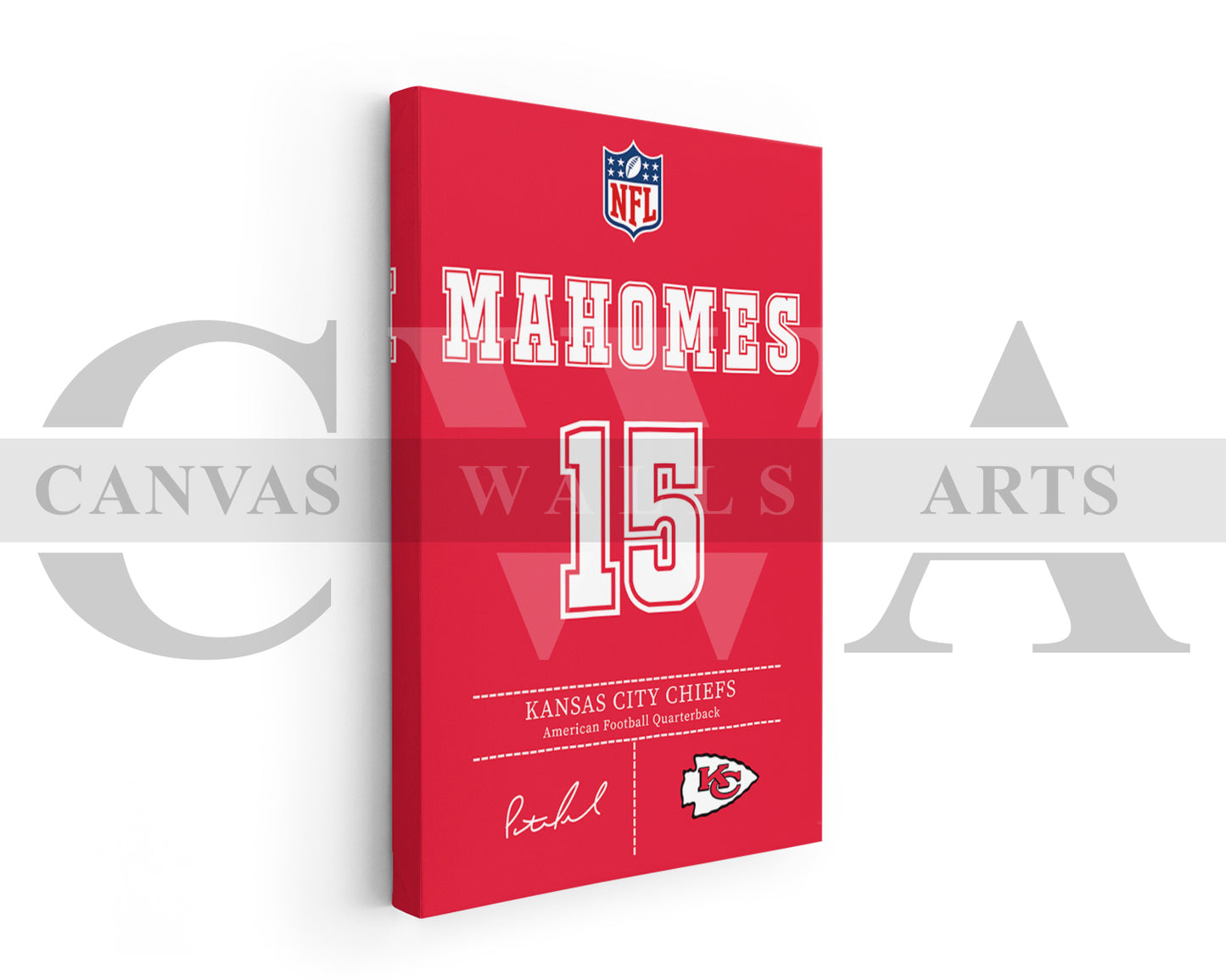 Patrick Mahomes Jersey Canvas Wall Art NFL Jersey Poster Print Sports Canvas Frame Ready To Hang