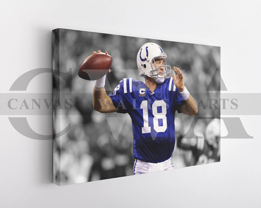 Peyton Manning Black & White Canvas Art American Football Canvas Wall Art