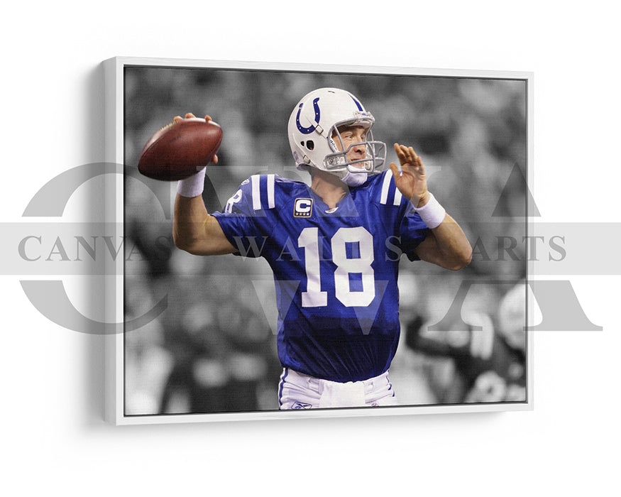 Peyton Manning Black & White Canvas Art American Football Canvas Wall Art