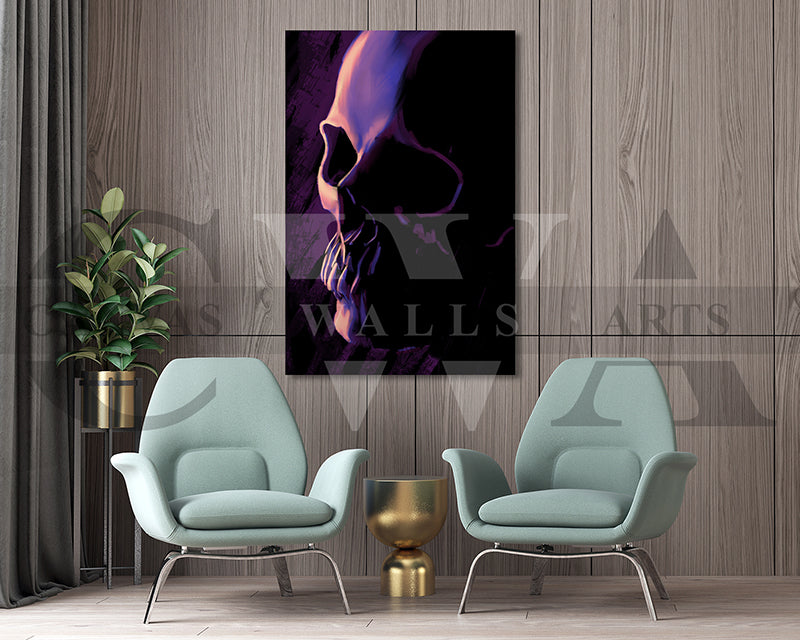 Purple Skull Canvas Wall Art Abstract Poster