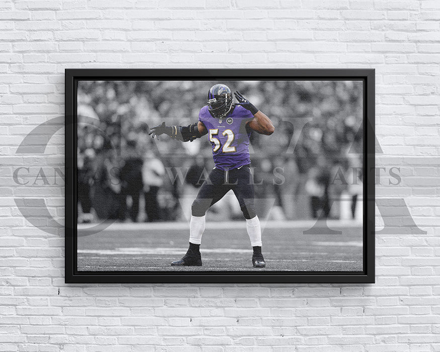 Ray Lewis Black & White Canvas Art American Football Canvas Wall Art