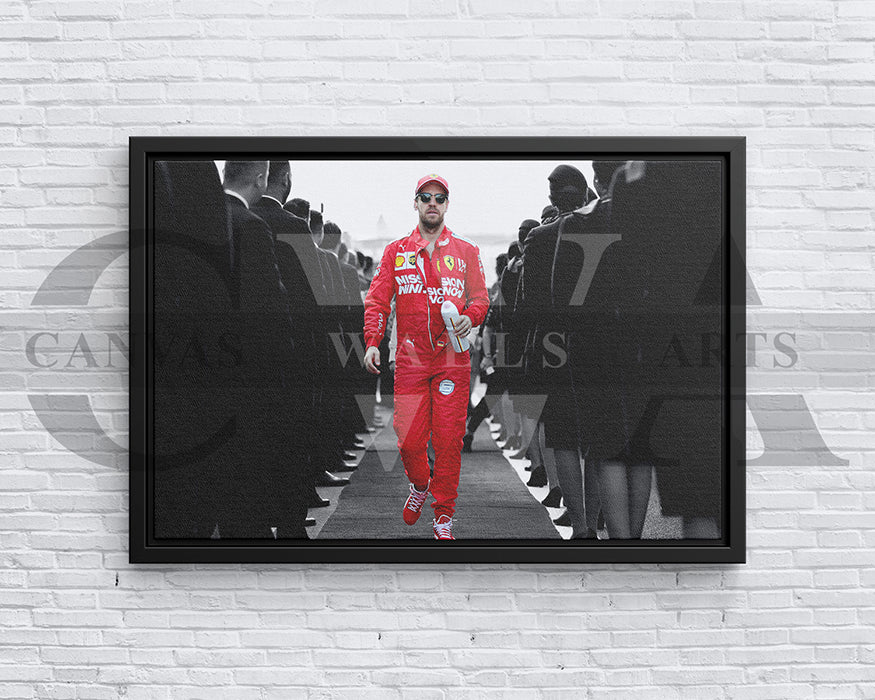Sebastian Vettel Black & White Canvas Art F1 Canvas Wall Art