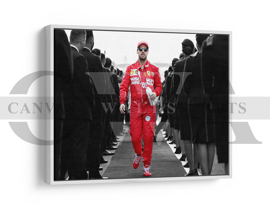 Sebastian Vettel Black & White Canvas Art F1 Canvas Wall Art