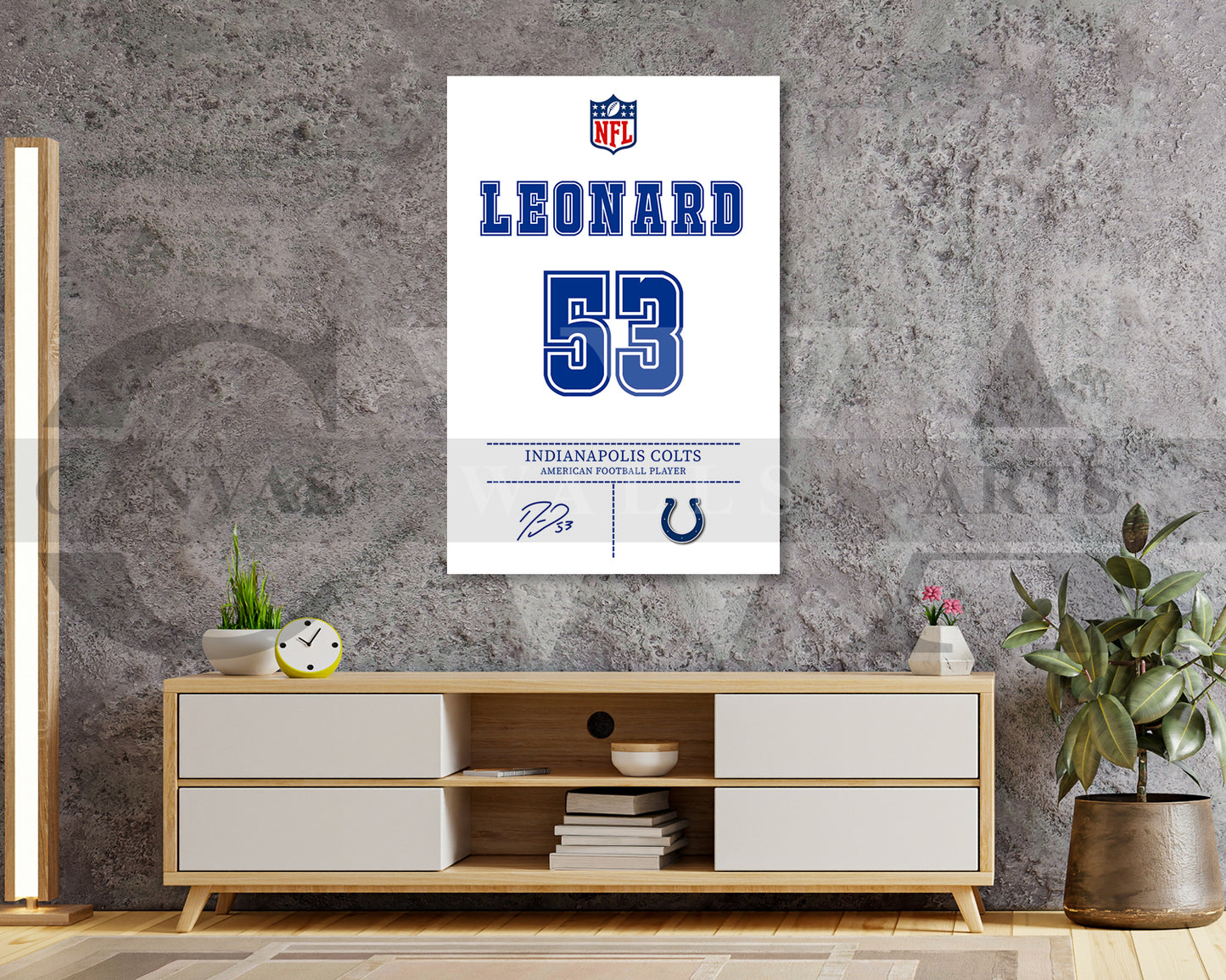Shaquille Leonard Jersey Canvas Wall Art NFL Jersey Poster Print American Football Jersey Canvas Print