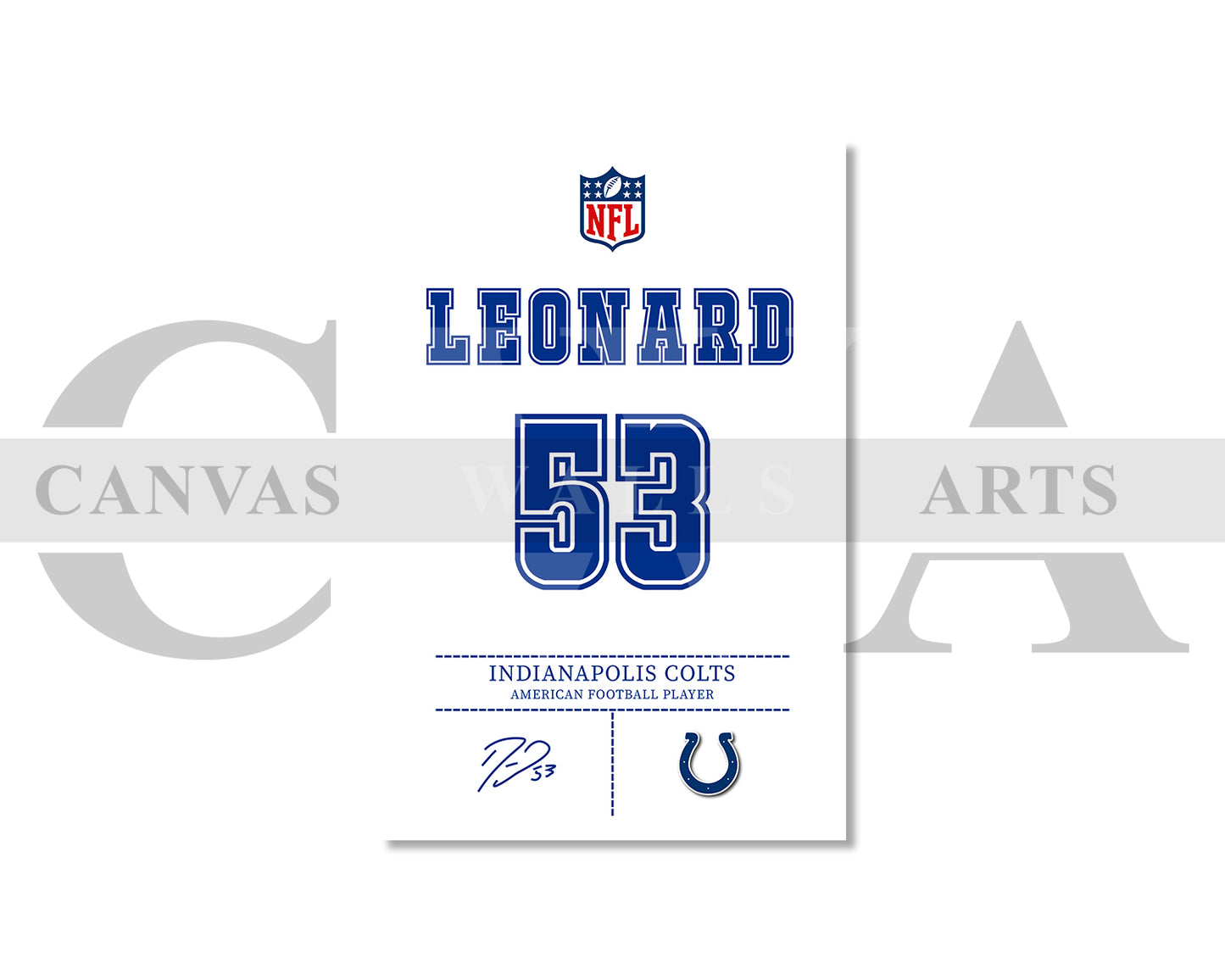 Shaquille Leonard Jersey Canvas Wall Art NFL Jersey Poster Print American Football Jersey Canvas Print