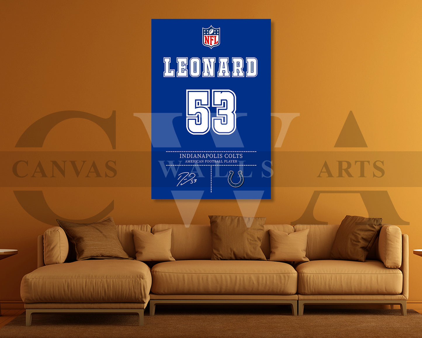 Shaquille Leonard Jersey Canvas Wall Art NFL Jersey Poster Print American Football Canvas Print