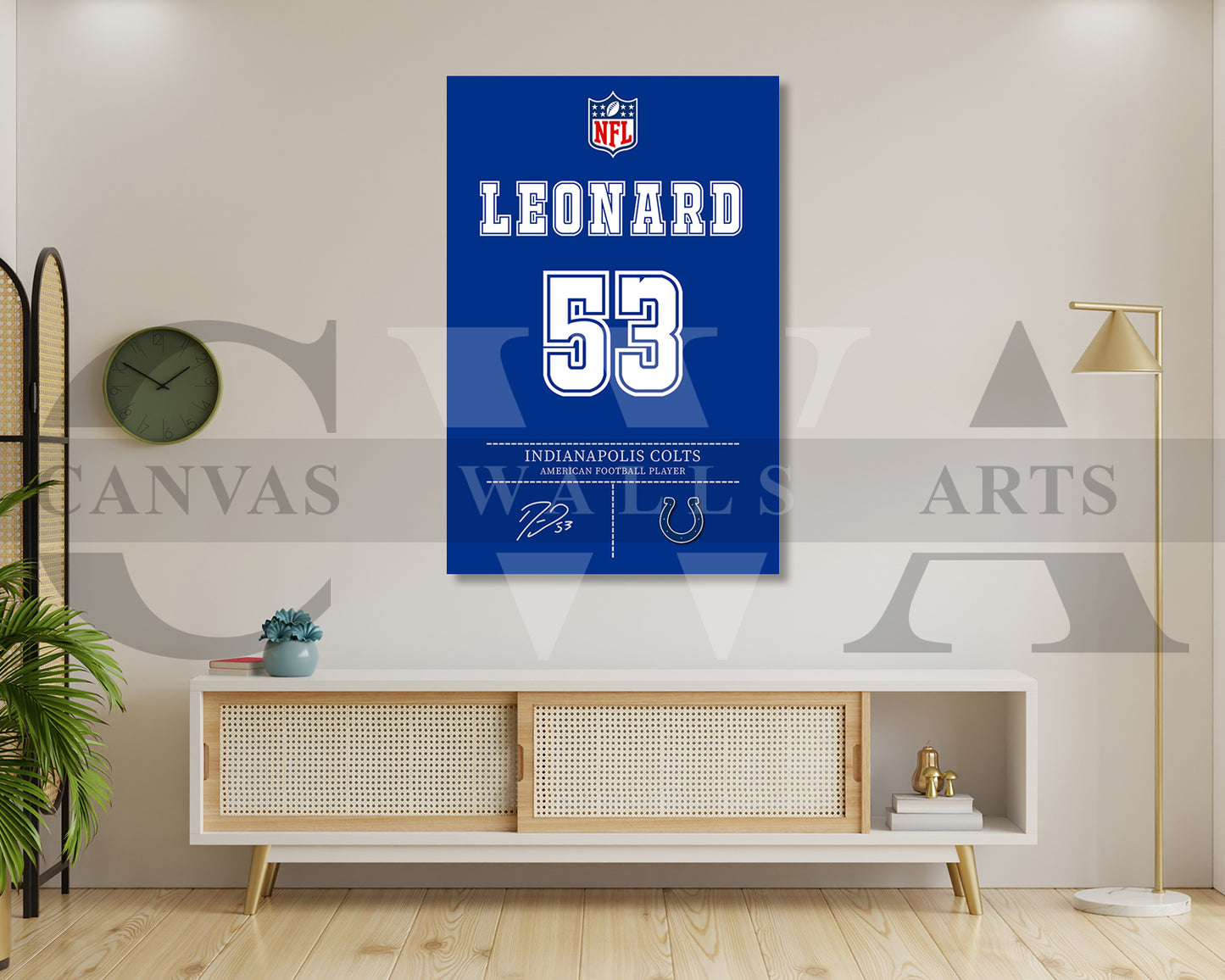 Shaquille Leonard Jersey Canvas Wall Art NFL Jersey Poster Print American Football Canvas Print
