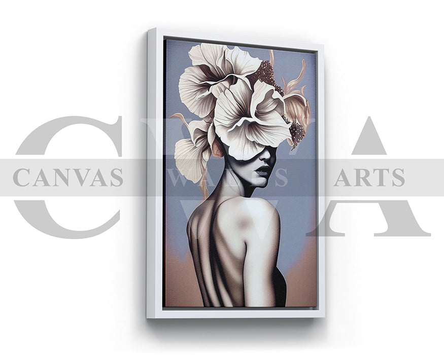 Stylized Woman Head Flower Canvas Wall Art