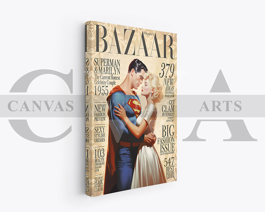 Superman and Marilyn The Hottest Couple Canvas Wall Art