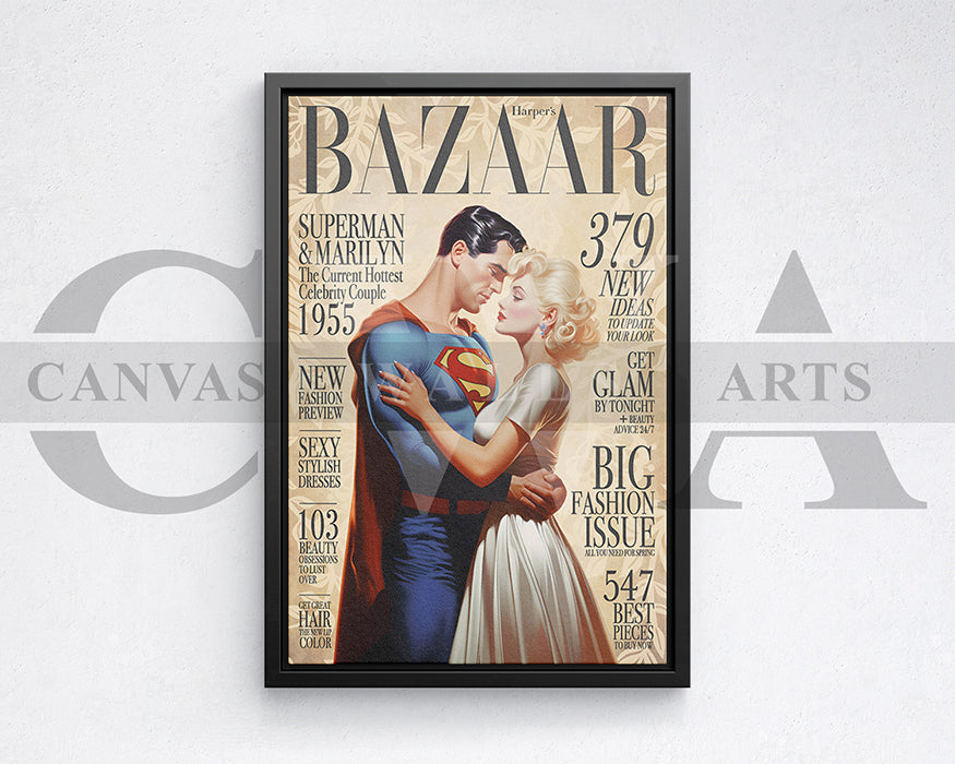 Superman and Marilyn The Hottest Couple Canvas Wall Art